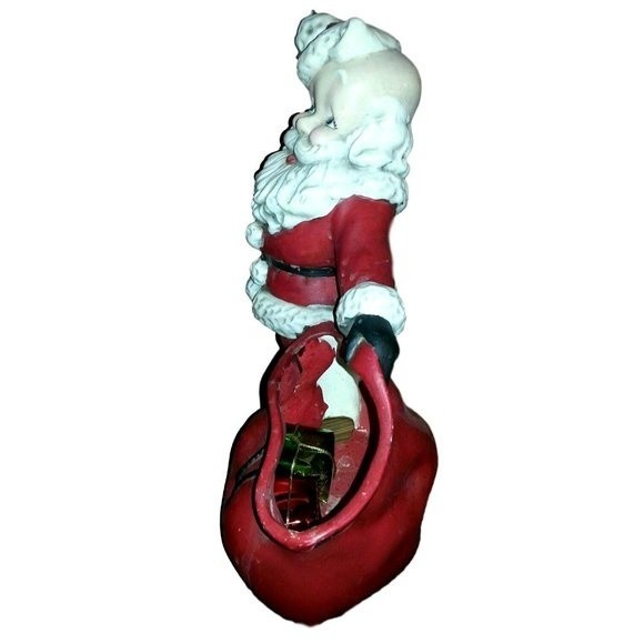 VINTAGE SANTA CLAUS WITH BAG CERAMIC HAND PAINTED DECOR - Picture 3 of 4